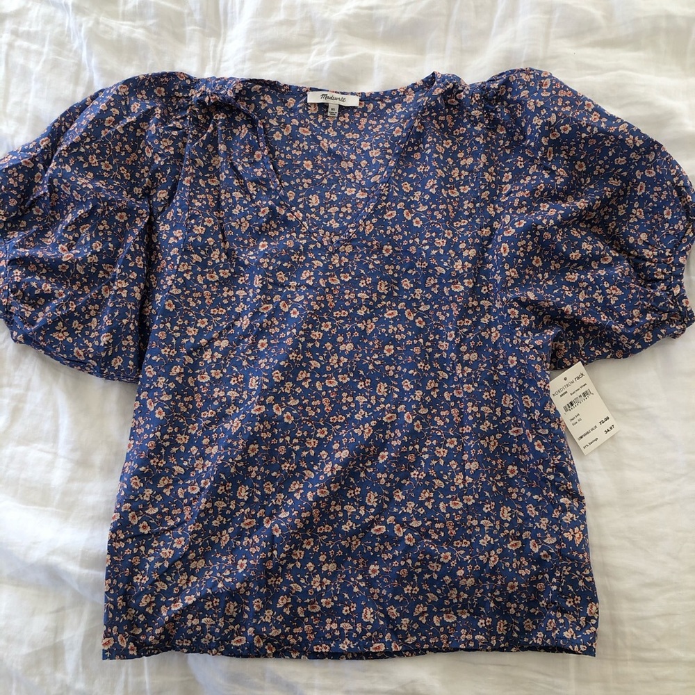 Madewell Puff Sleeve Floral Top XS